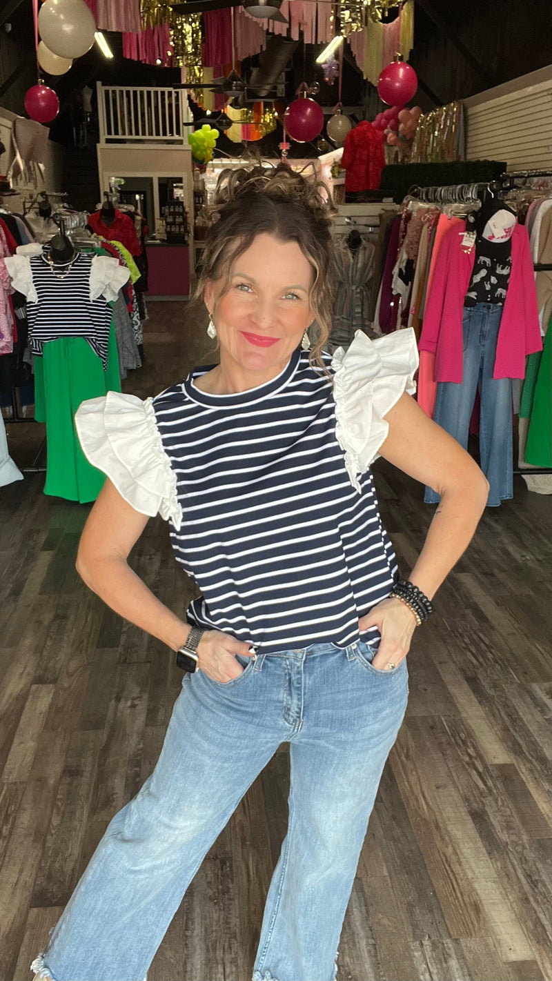 3-13094 Navy Marj Top