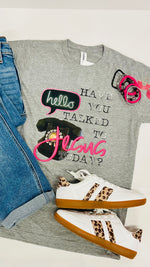 12-Gray Hello Jesus Tee