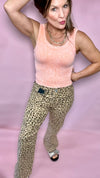 6-21145 Leopard Meg Ankle slim straight Pant