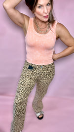 6-21145 Leopard Meg Ankle slim straight Pant