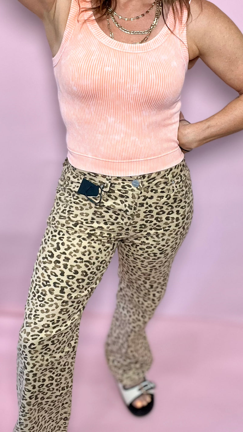 6-21145 Leopard Meg Ankle slim straight Pant