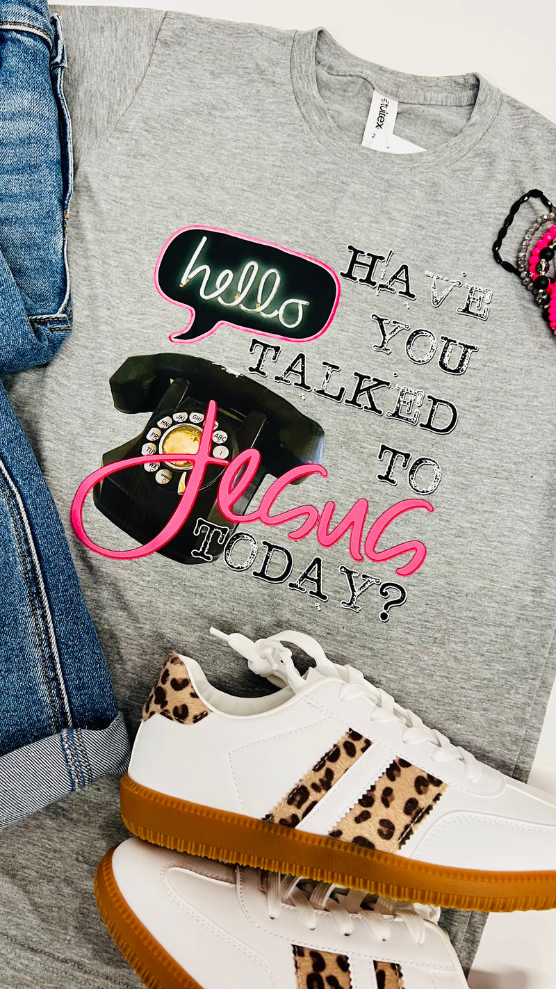 12-Gray Hello Jesus Tee