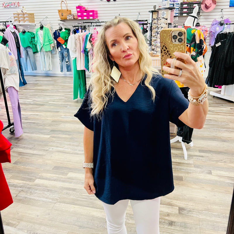 4561-8 Navy Ruth Top
