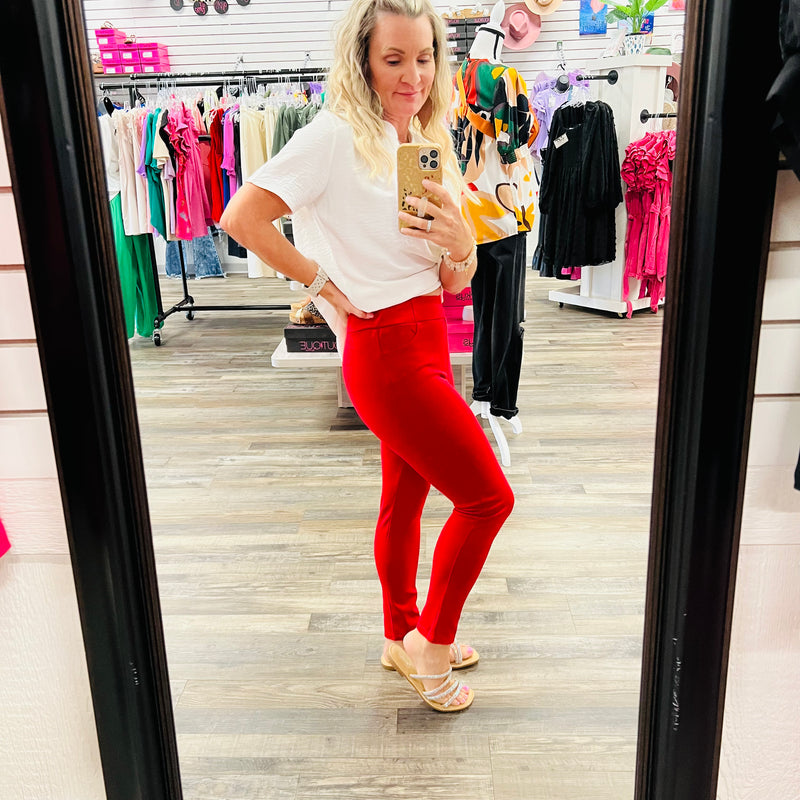 3102-8 Red Madelyn Crop Pants
