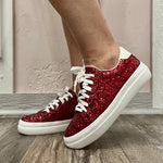 Red Chunky Glitter Glaring Sneaker