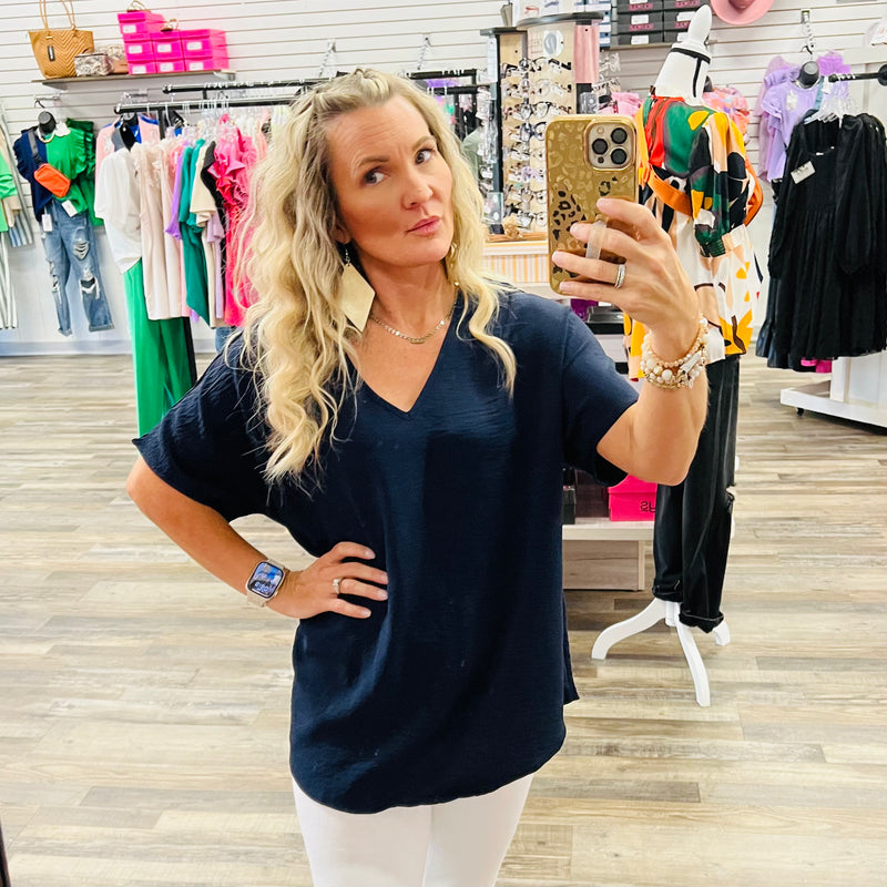 4561-8 Navy Ruth Top